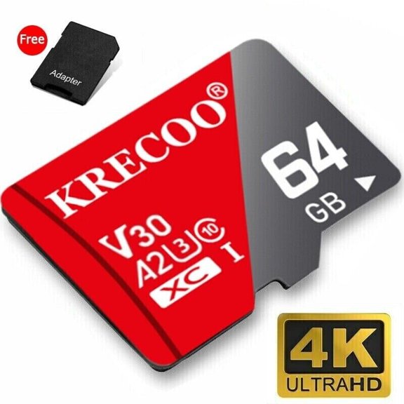 KRECOO Micro SDXC Memory Card High Speed U3 V30 A2 Flash Card with Full Size SD Adapter