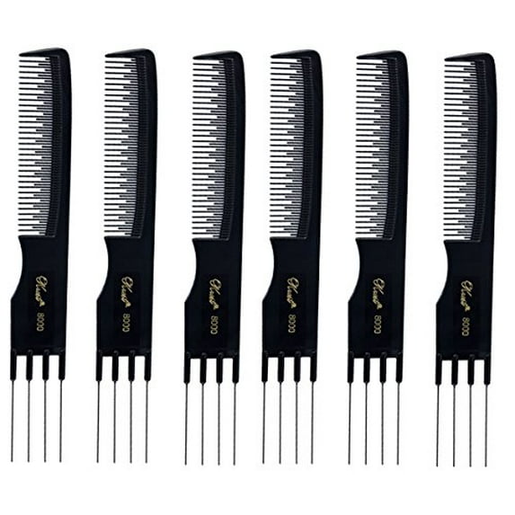KREST Barber Salon Lift Comb Teaser Metal Pik #8000 (6 Pack) 6 x SB-K8000-BLK