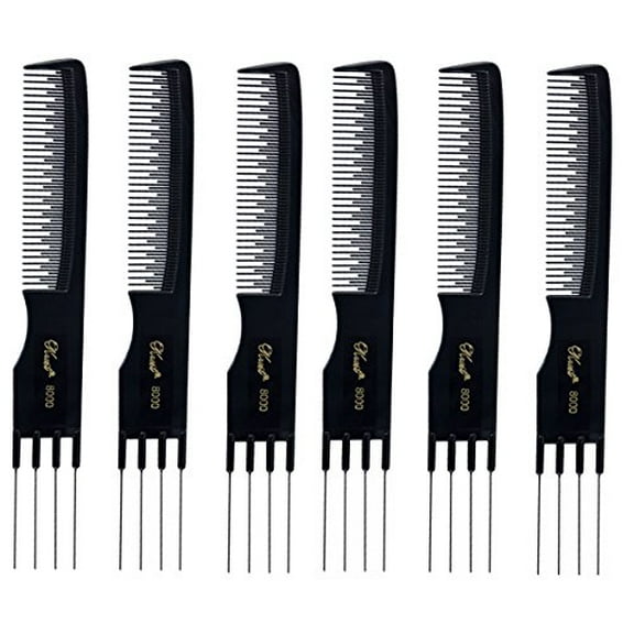 KREST Barber Salon Lift Comb Teaser Metal Pik #8000 (6 Pack) 6 x SB-K8000-BLK