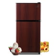 thumbnail image 1 of KRIB BLING 3.5 Cu.ft Mini Fridge with 7 Level Thermostat, Compact Refrigerator with Freezer on Top, Ideal for Dorm, Office, Wood, 1 of 8