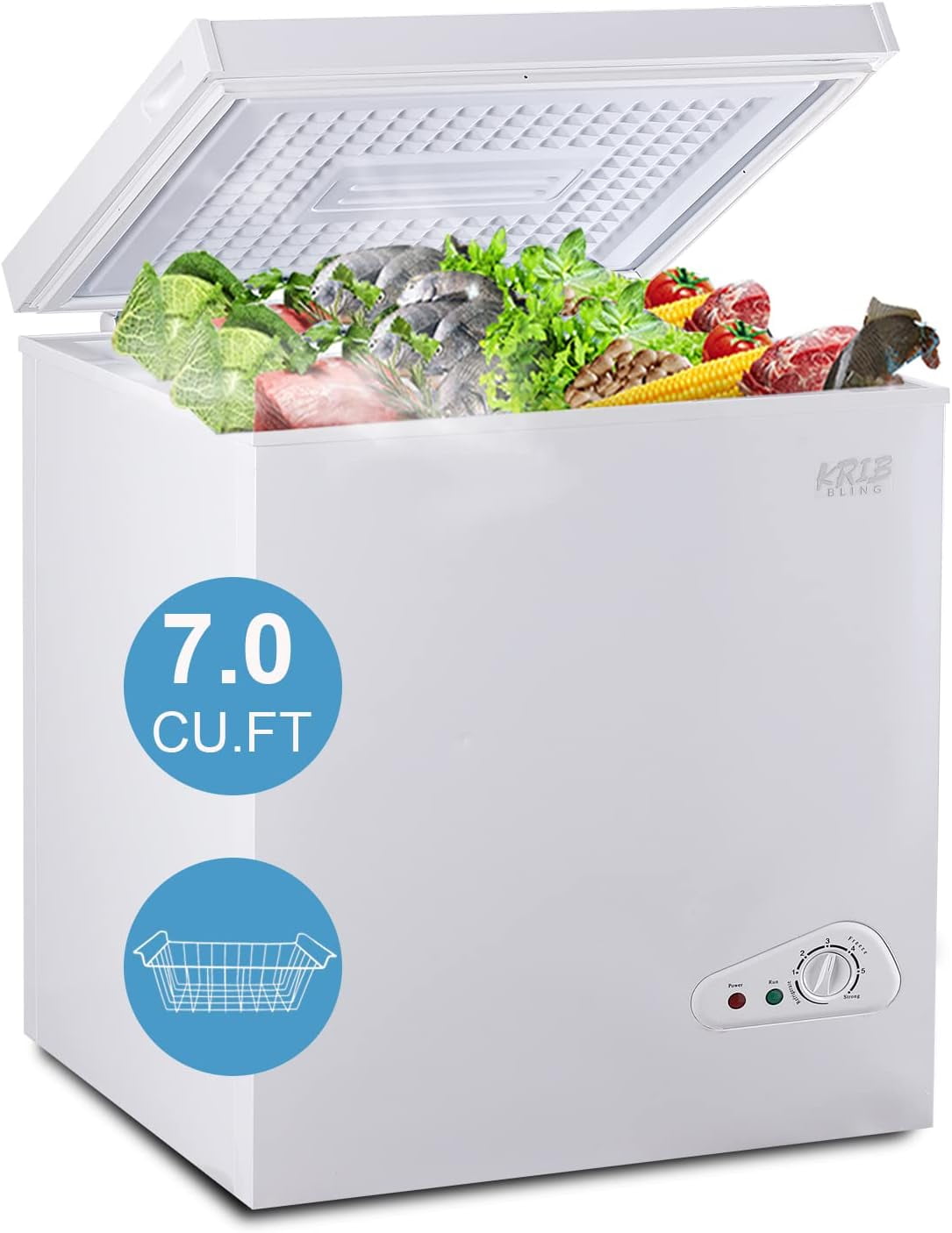 How Much Does A Small Chest Freezer Weigh 7.0 Cu.Ft Compact Chest Freezer with Removable Basket, Top Door Open