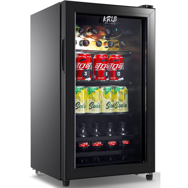 KRIB BLING Beverage Refrigerator and Cooler 120 Can Mini Fridge with