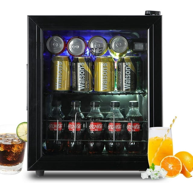 KRIB BLING Beverage Refrigerator Cooler, 75 Can Mini Fridge Glass Door