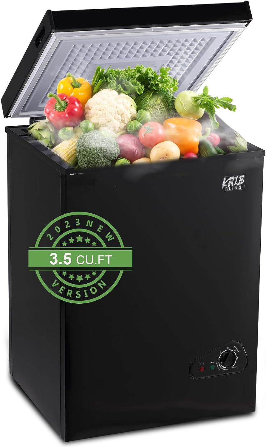 KRIB BLING Chest Freezer 3.5 Cu.Ft Mini 7 Gears Temperature Control