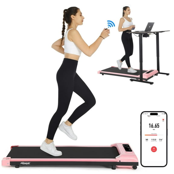 KRISRATE Walking Pad Treadmill with LED Display, Under Desk Treadmill with APP & Remote Control, Portable Treadmills for Home Office with Quiete, Max 250lbs Weight Capacity & Installation-Free