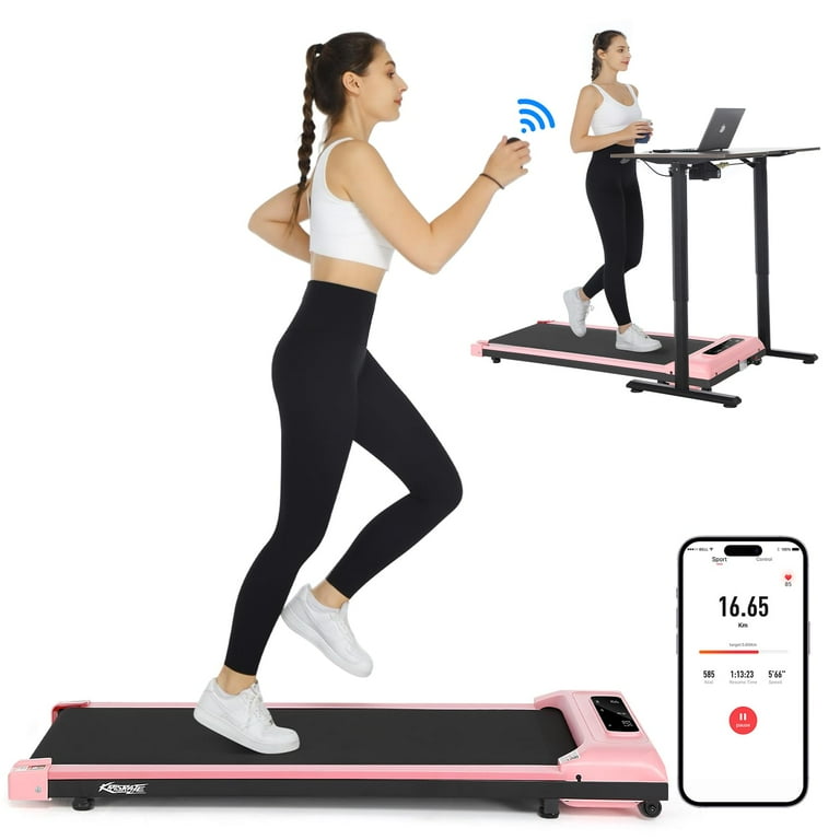 KRISRATE Walking Pad Treadmill with LED Display Under Desk Treadmill with APP Remote Control Portable Treadmills for Home Office with Quiete Max