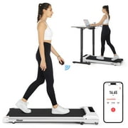 KRISRATE Walking Pad Treadmill with LED Display, Under Desk Treadmill with APP & Remote Control, Portable Treadmills for Home Office with Quiete, Max 250lbs Weight Capacity & Installation-Free