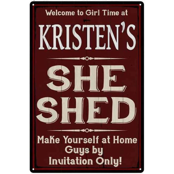 KRISTEN'S She Shed Red Sign Lady Cave Sign 16 x 24 Matte Finish Metal 116240088197