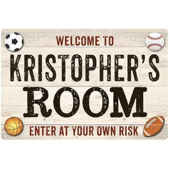 KRISTOPHER'S Room Kids Bedroom Sign Boy's Gift 8x12 Metal 108120090401