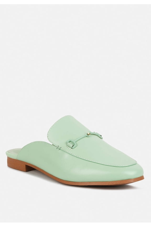 KRISTY Horsebit Embellished Mules in Mint Green