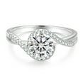 thumbnail image 1 of KRKC 1 Carat Moissanite Engagement Rings for Women, Brilliant Round Cut with D Color VVS1 Clarity, White Gold Plated S925 Sterling Silver Moissanite Rings for Promise and Anniversary, 1 of 7