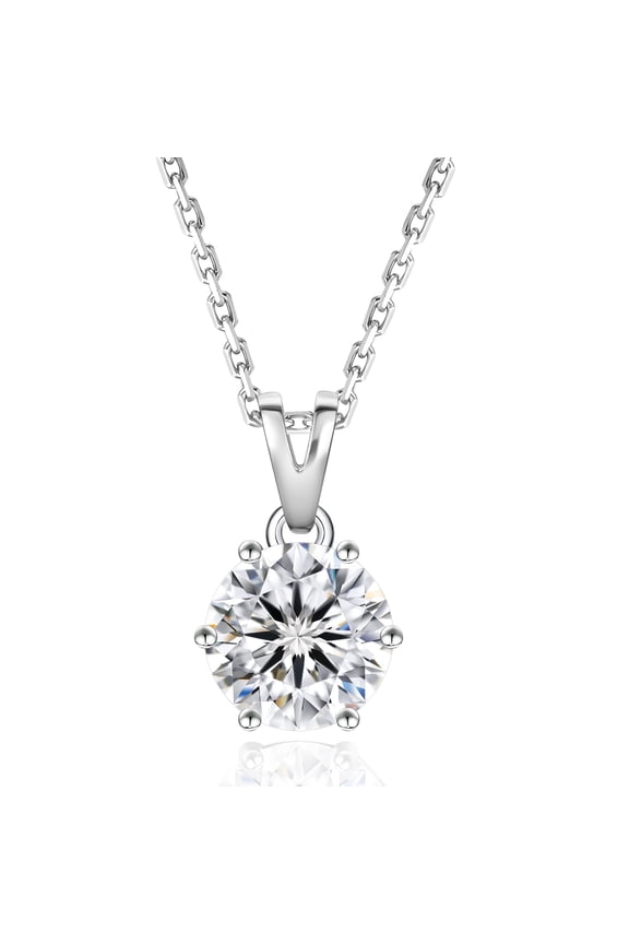 KRKC 1CT Moissanite Necklace for Women, Sterling Silver Lab Created Solitaire Diamond Pendant for Her, GRA Certificate, Gift for Anniversary, Birthday, Wedding - to Wife, Girlfriend, Daughter, Mom
