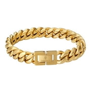 KRKC&CO 10mm Mens Cuban Link Bracelet, 18k Gold Plated Iced Out Zirconia Miami Thick Bracelet, Hip Hop Jewelry for Boys, 7.5in