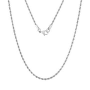 KRKC&CO 2.5mm Stainless Steel Twist Rope Chain Necklace for Men, White Gold Chain Mens Jewelry 18in