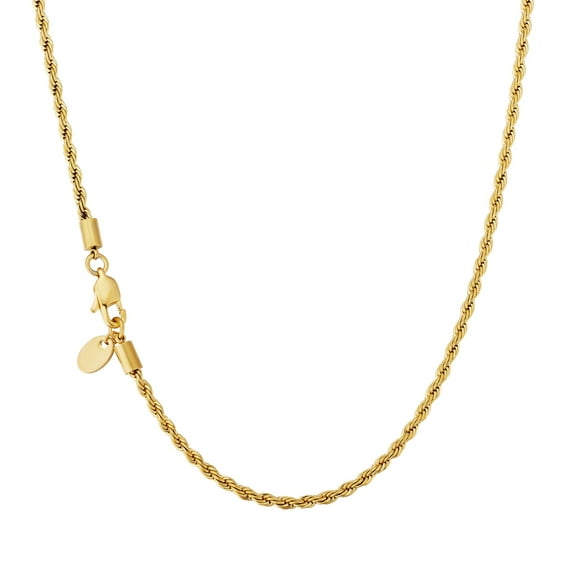 KRKC&CO 3mm Stainless Steel Twist Rope Chain Necklace For Men, 18K Gold Plated Chain Mens Jewelry 18in