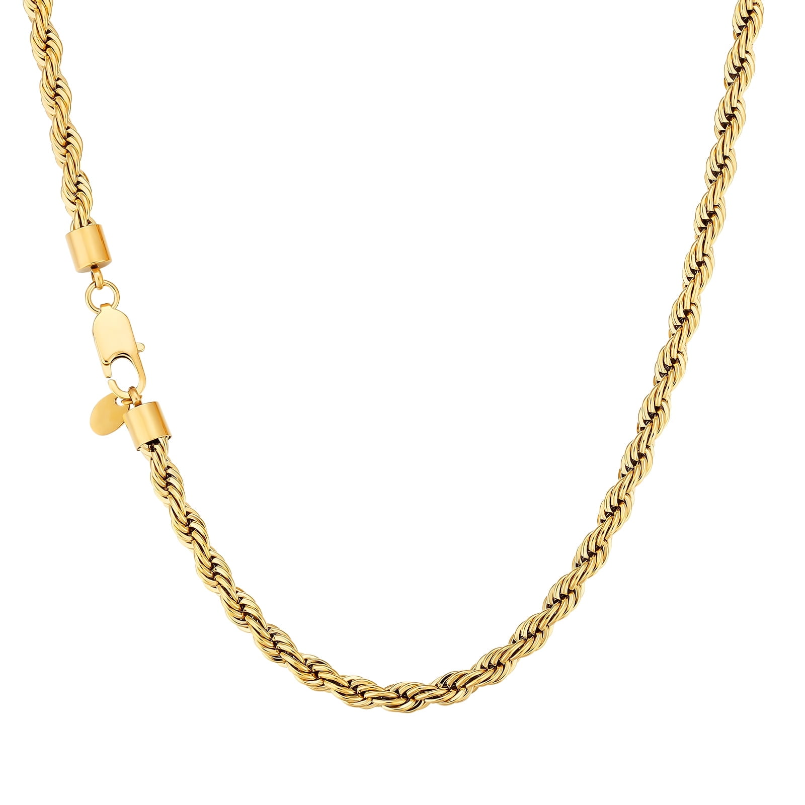 KRKC&CO 6mm Stainless Steel Twist Rope Chain Necklace For Men, 18K Gold ...