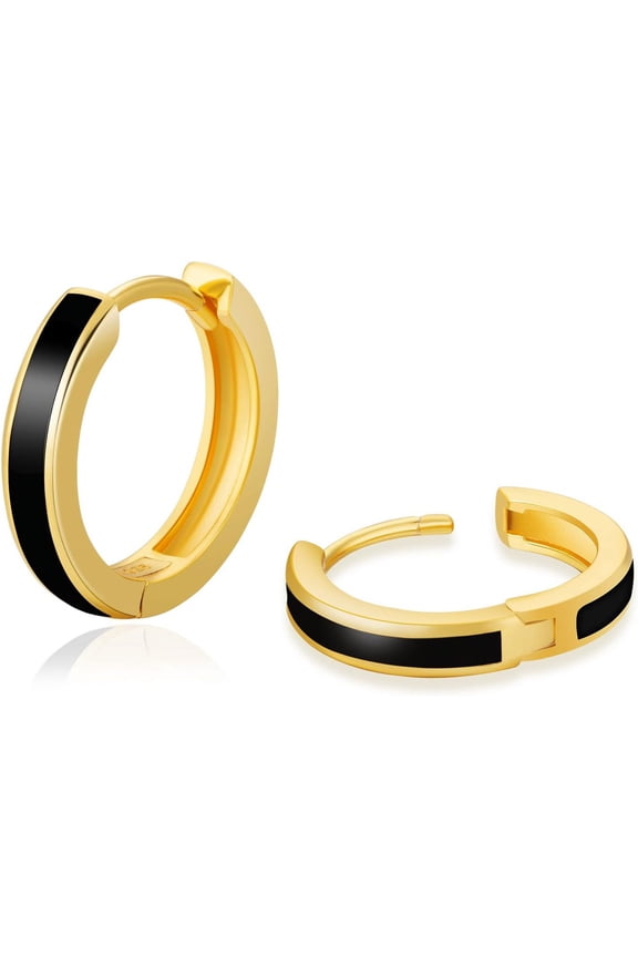 KRKC&CO Hoop Earrings Men, Sterling Silver, Birthday Summer Gift for Men, 14K/White Gold Plating, Hypoallergenic, Curved Face Hip Hop Rapper, Jewerly for Women