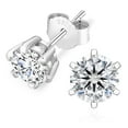 thumbnail image 1 of KRKC&CO Moissanite Studs Earrings Moissanite 14K White Gold Plated 925 Sterling Silver Earring Jewelry Gifts for Women Men 0.6ct-3ct D Color VVS1 Brilliant Round Cut Moissanite Jewelry, 1 of 5