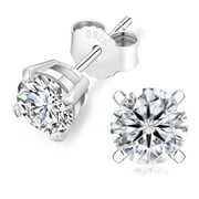 KRKC&CO Moissanite Studs Earrings Lab Created Diamond 14K White Gold Plated 925 Sterling Silver Earring Jewelry Gifts for Women Men 0.6ct-3ct D Color VVS1 Brilliant Round Cut Diamond Jewelry