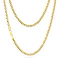 thumbnail image 1 of KRKC&CO Real 14K Gold Plated Necklace, Flat Diamond-Cut Miami Cuban Link Chain for Men Women, Hip-Hop Gold Plated Chain, 5mm, 16Inch, 1 of 2