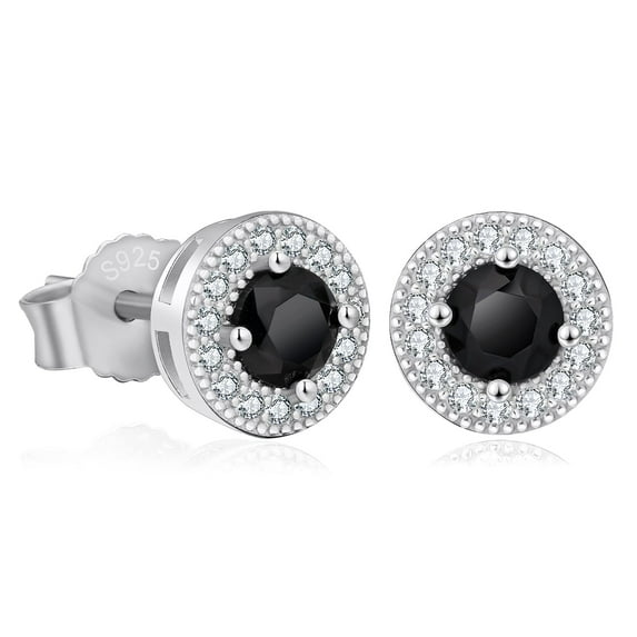 KRKC&CO Silver Earrings for Men, White Gold Plated Stud Earrings, Iced Out Earrings, Silver Sterling, Hypoallergenic, 5A CZ Stones Mens Earrings