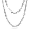 thumbnail image 1 of KRKC&CO White Gold Plated Necklace, Flat Diamond-Cut Miami Cuban Link Chain for Men Women, Hip-Hop Gold Plated Chain, 7mm, 22Inch, 1 of 7