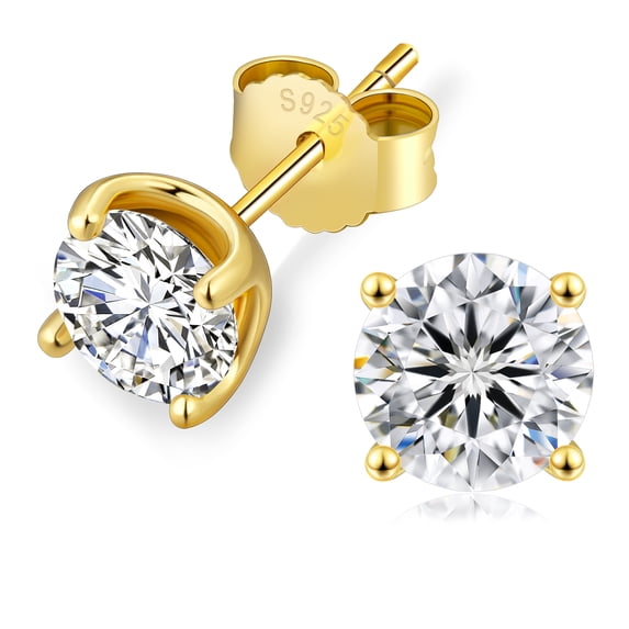 KRKC Moissanite Earrings for Men, Dazzling Moissanite Studs Earrings, S925 Sterling Silver, 1/1.2/1.6/2/3CT, VVS1, 14K White Gold Plated Vermeil Jewelry Gifts for Boyfriends