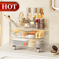 thumbnail image 1 of KRKZ 3-Tier Clear Plastic Cosmetic Organizer - Skincare & Makeup Display Shelf for Bathroom, 12.6x6.7x9.3in, 1 of 10