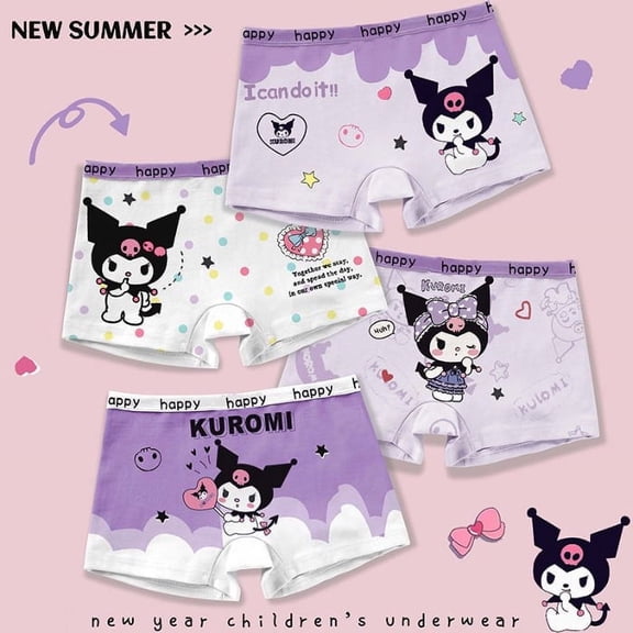 KRM Cinnamoroll Girls' Boxer Briefs 100% Full Cotton Boxers Shorts No Clamp Cotton Breathable Kid's Panties  Size for H90cm-165cm