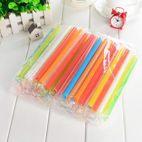 SharkTRUE 100 Pack Disposable Jumbo Straws for Boba Tea, Smoothies & Milkshakes - Individually Wrapped 8.5 Inch Large Wide Straws