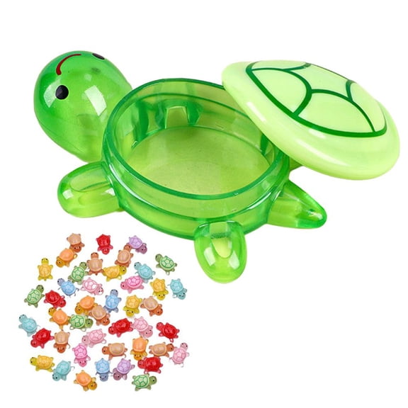 KRONDO 100pcs Mini Resin Turtles, Glow in The Dark Mini Turtle Figurines Set with Storage Box, Cartoon Turtle Box & Tiny Turtles Miniatures for Fairy Garden Landscape Decoration