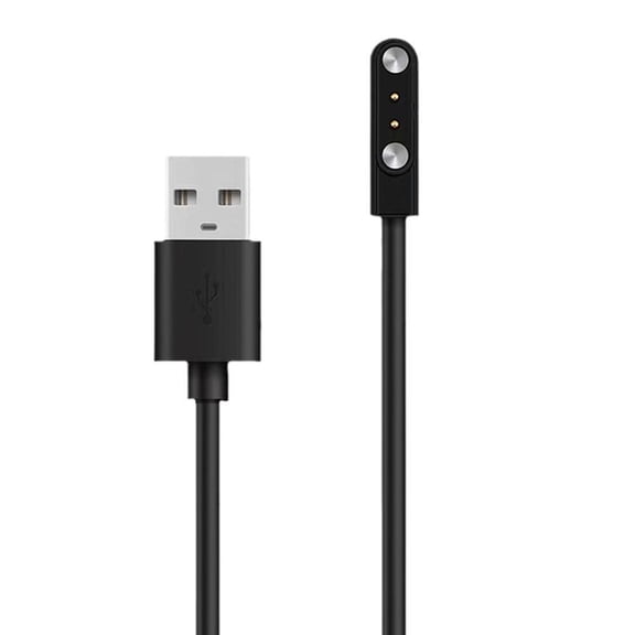 KRONDO 2-Pin Smart Watch Magnetic Charging Cable, 24 Inch USB Charger Cord, 4.0mm Pin Spacing, ABS Metal, Black