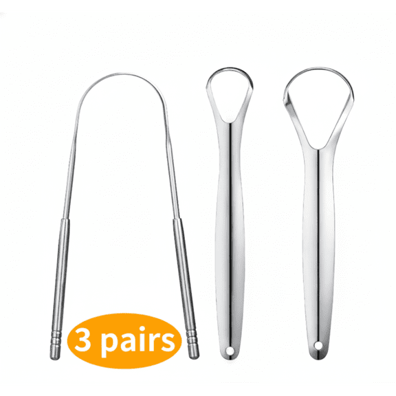 KRONDO 3-Pack Stainless Steel Tongue Scraper for Adults - Effective Cleaning, Fresh Breath, Easy to Clean Hygiene Tool