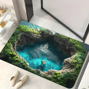 KRONDO 3D Optical Illusion Bath Mat, Floor Rug with Visual Effect, For Bathroom & Living Room Waterproof