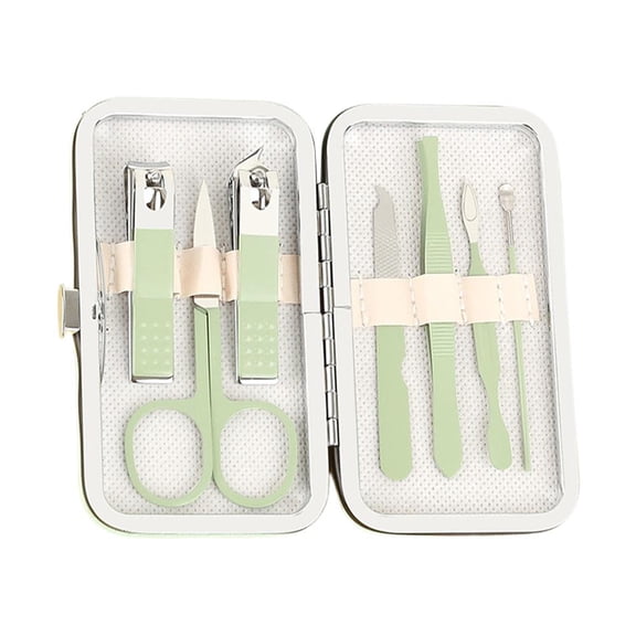 KRONDO 7 Piece Manicure Set for Whole Family – Stainless Steel Nail Tools, Portable Storage Box, Baby Safe Rounded Edges