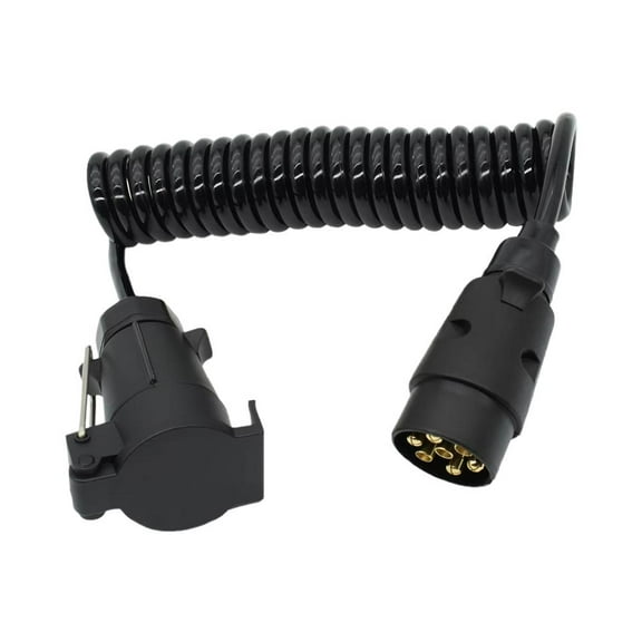 KRONDO 7 Pin Trailer Extension Coiled Cable 1.30m, Trailer Truck Light Board Extension Cable Lead Male To Female Wire Plug Socket Wire Part Couplings Circuit Plug Socket