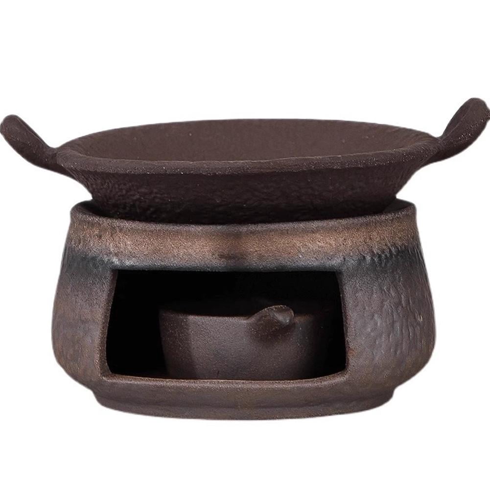 KRONDO Cedar and Zen Herb Burner,Ceramic Aromatherapy Stove Essential Oil Burner,Cedar and Zen Incense B-urner Kit for Home Office, Tea Light Candle Holders Teapot Warmer for Meditation,Relaxation