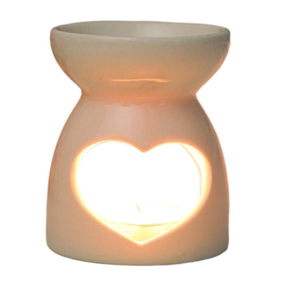 KRONDO Ceramic Tea Light Candle Holder, Essential Oil Burner Wax Melt Burner, Love Decor Pattern, Incense Aroma Diffuser, Home Decor