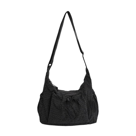 KRONDO Classic Checkered Fabric Tote Bag for Women – Adjustable Shoulder Strap, Large Capacity Handbag with Side Pockets for Everyday