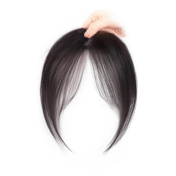 KRONDO Clip in Human Hair French Bangs Extension Fake Fringe, Real Human Hair 360 Pieces Wispy Fake Bangs Thi with For Women Cover