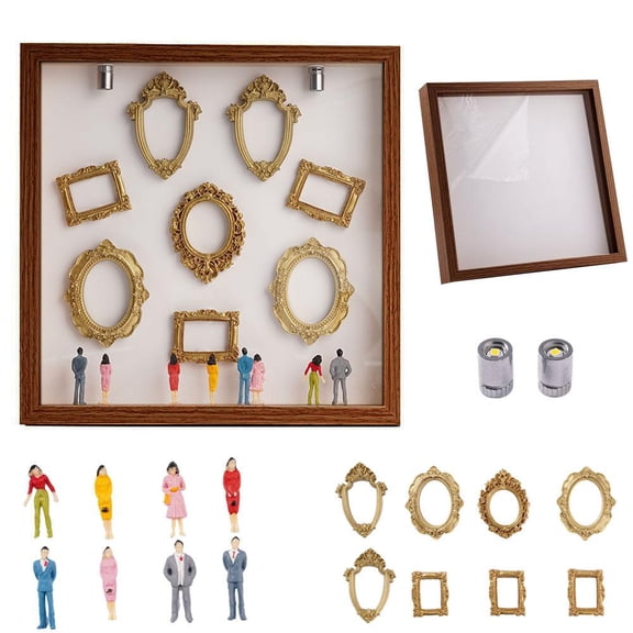 KRONDO DIY Mini Museum Silhouette Box, Celebrate Your Unique Memories in , Creative Memory Display Kit with Mini Figurines Gold Frames, Ideal Gift for for Home Living Room, Bedroom Decor
