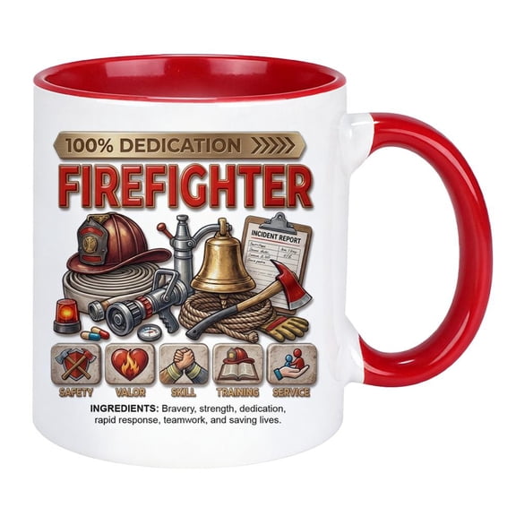 KRONDO Dedication Firefighter 3D Inflated Effect Cup, Dedicated Firefighter, Personalized Customized Mug, Gift for Him, Fireman Appreciation Cup