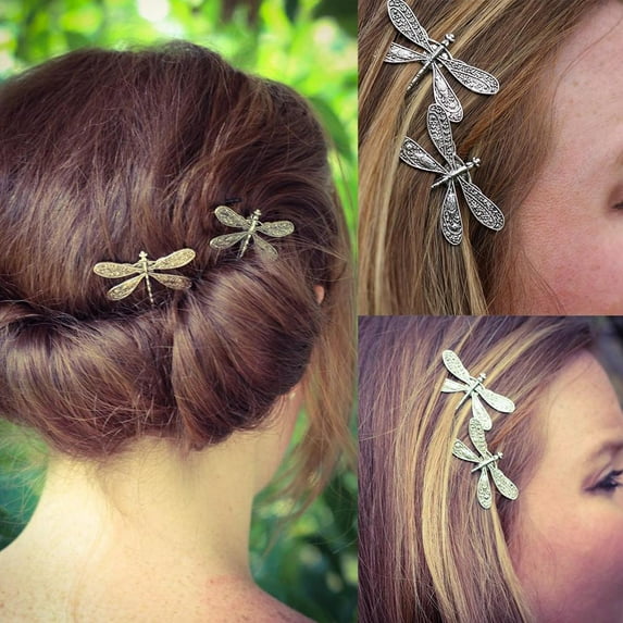 KRONDO Dragonfly Hair Clip Bobby Pins Hairpins Vintage Hair Clips Silver Color Headwear Styling Hairs Accessories for Girls Women and Nice Hairs Clips