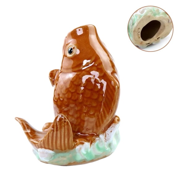 KRONDO Fountain Spitter,Ceramic Carp Statue Traditional Fountain Spitter,Home Decor Figurine for Good Fortune,Small Pond Water Feature Koi Fish Ornament for Small Ponds Patio Deck and Home