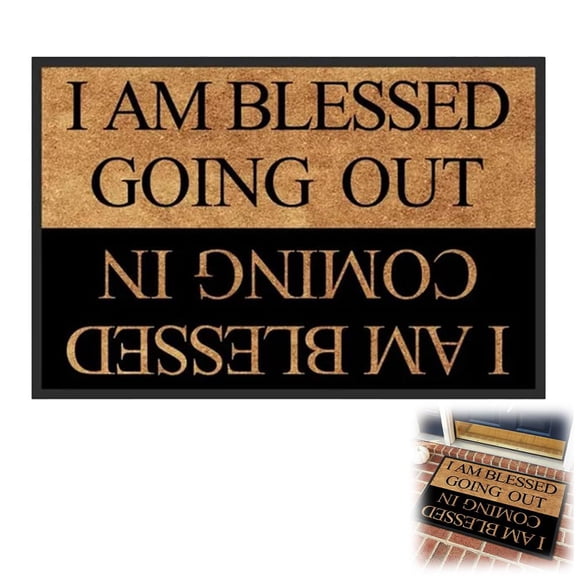 KRONDO Funny Christian Welcome Doormat, "I Am Blessed" Faith Entryway Rug, Super Absorbent Floor Mat for Front Door, Housewarming Gift 20x32 Inches