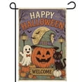 thumbnail image 1 of KRONDO Halloween Garden Flag 12x18 Double Sided, Ghost Pumpkin Welcome Yard Flag, Burlap Spooky Outdoor Lawn Decor for Farmhouse Patio & Garden, 1 of 10