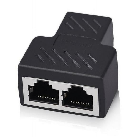 KRONDO Network Splitter Adapter 1 Female to 2 Female RJ45, for CAT5/CAT6, 1.7x1.4x0.8 Inch, One Active Port at a Time