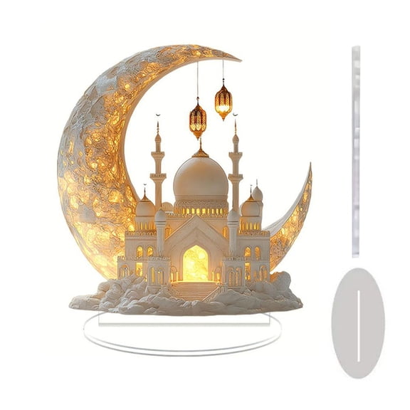KRONDO Ramadan Decorations Moon Lamp - 2017.4cm Acrylic Ramadan Lights Decor for Table & Home, Enchanted Lunar Table Lamp, Ramadans Eid Gifts for Kids Lanterns, Eid Mubarak Decorations