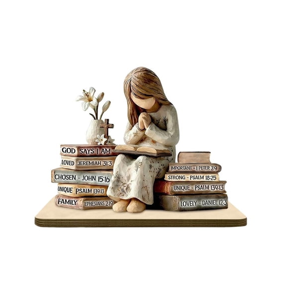 KRONDO Religious Desk Decor, Bible Verse Inspirational Plaque, Loved Chosen Unique Tabletop Sign, 7.87 Inch Home Prayer Room Gift
