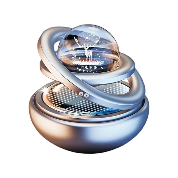 KRONDO Solar Powered Car Freshener Rotating Interstellar Ball Double Floating Decor Auto Scent Spinner Galaxy Themed Levitating Vehicle Fragrance Cosmic Eco Friendly Aromatherapy